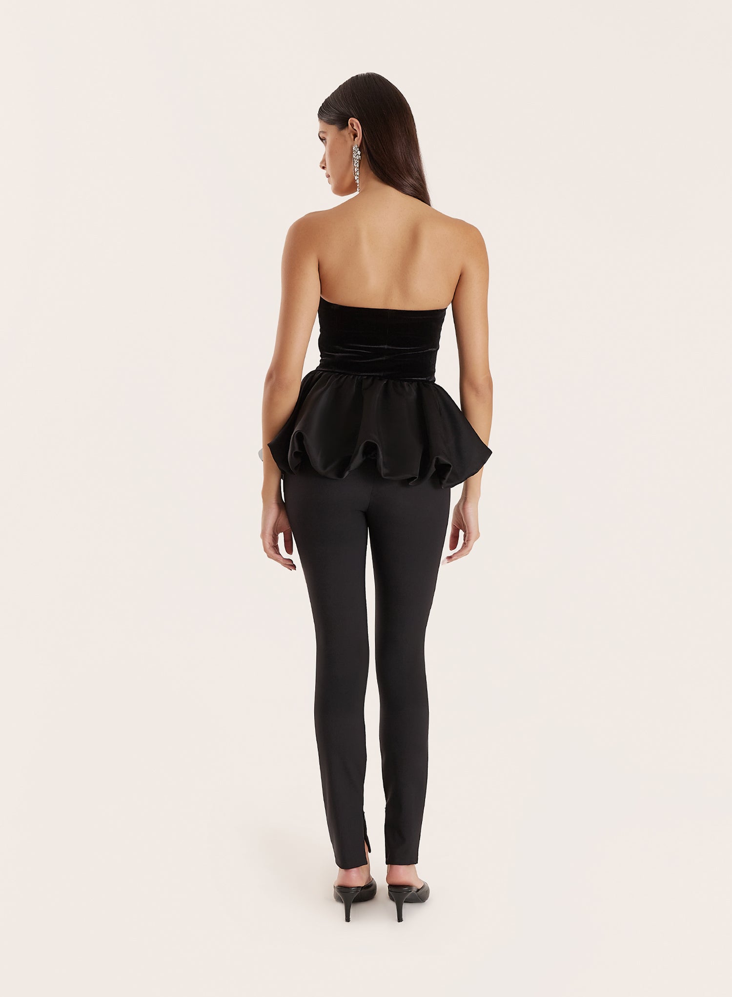 Black Velvet Peplum Corset Top